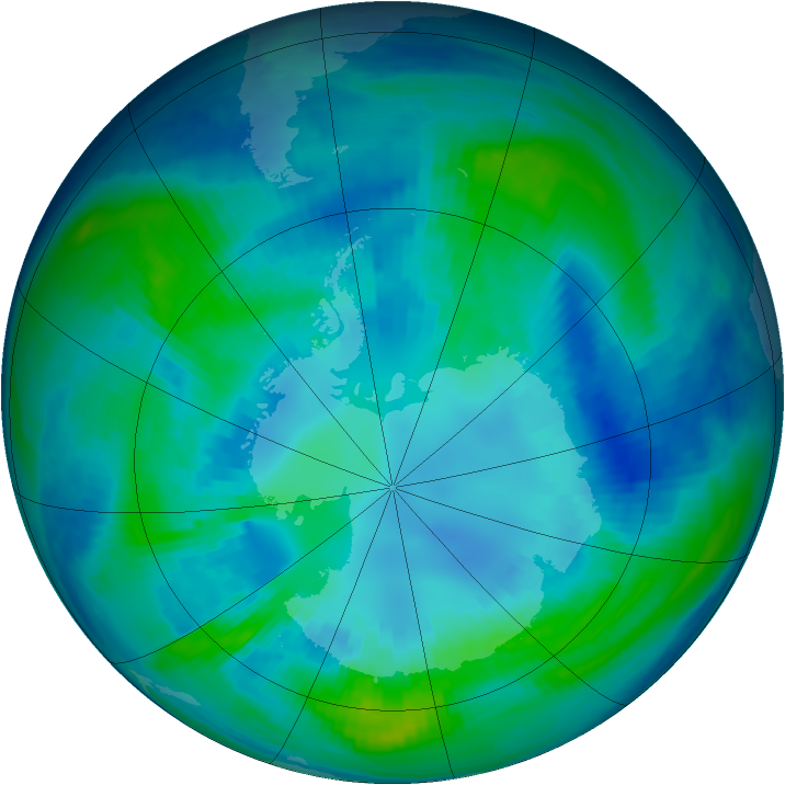 Antarctic ozone map for 16 April 1998